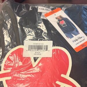 Keith Haring Black Hoodie with Red Heart